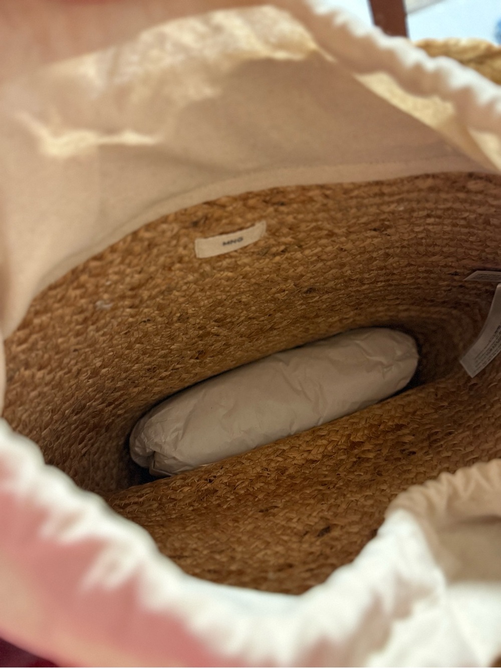 Mango Natural Straw Tote with Brown Leather Handles - Picture 3 of 6
